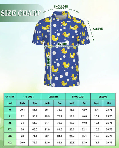 Funny Rubber Duck Polo Shirt for Men- Cute Yellow Duck Polka | Netecom