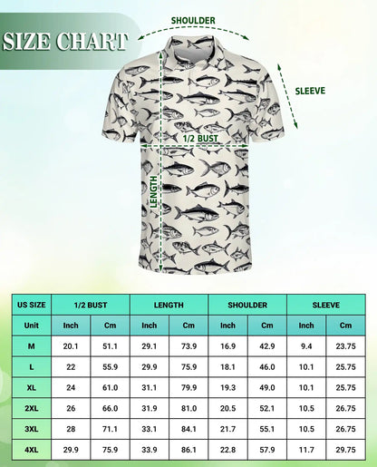 Saltwater Fish Polo Shirt for Men-Coastal Fish Pattern Angler | Netecom