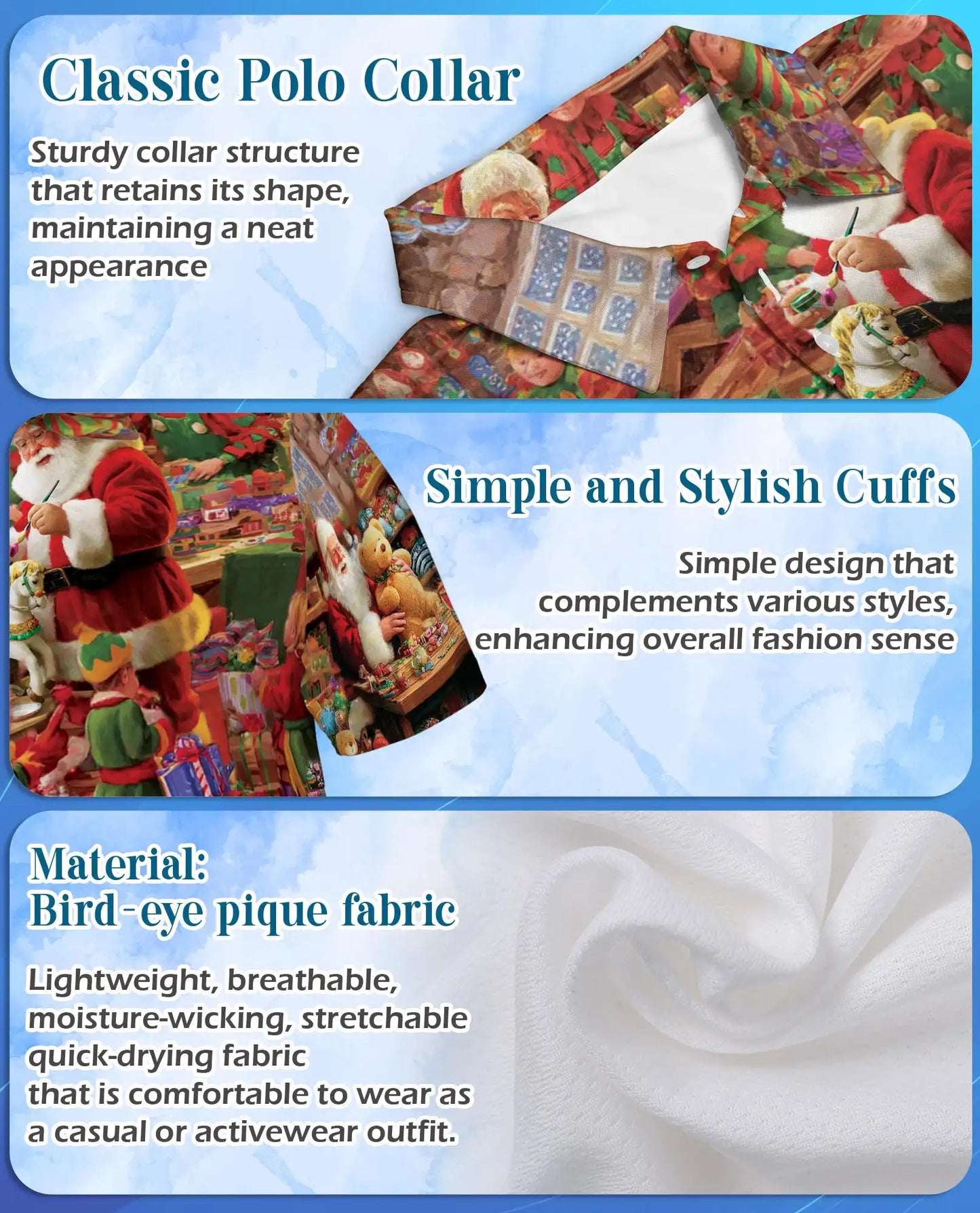 Santa Workshop Polo Shirt – Cozy Christmas Toy Print | Netecom