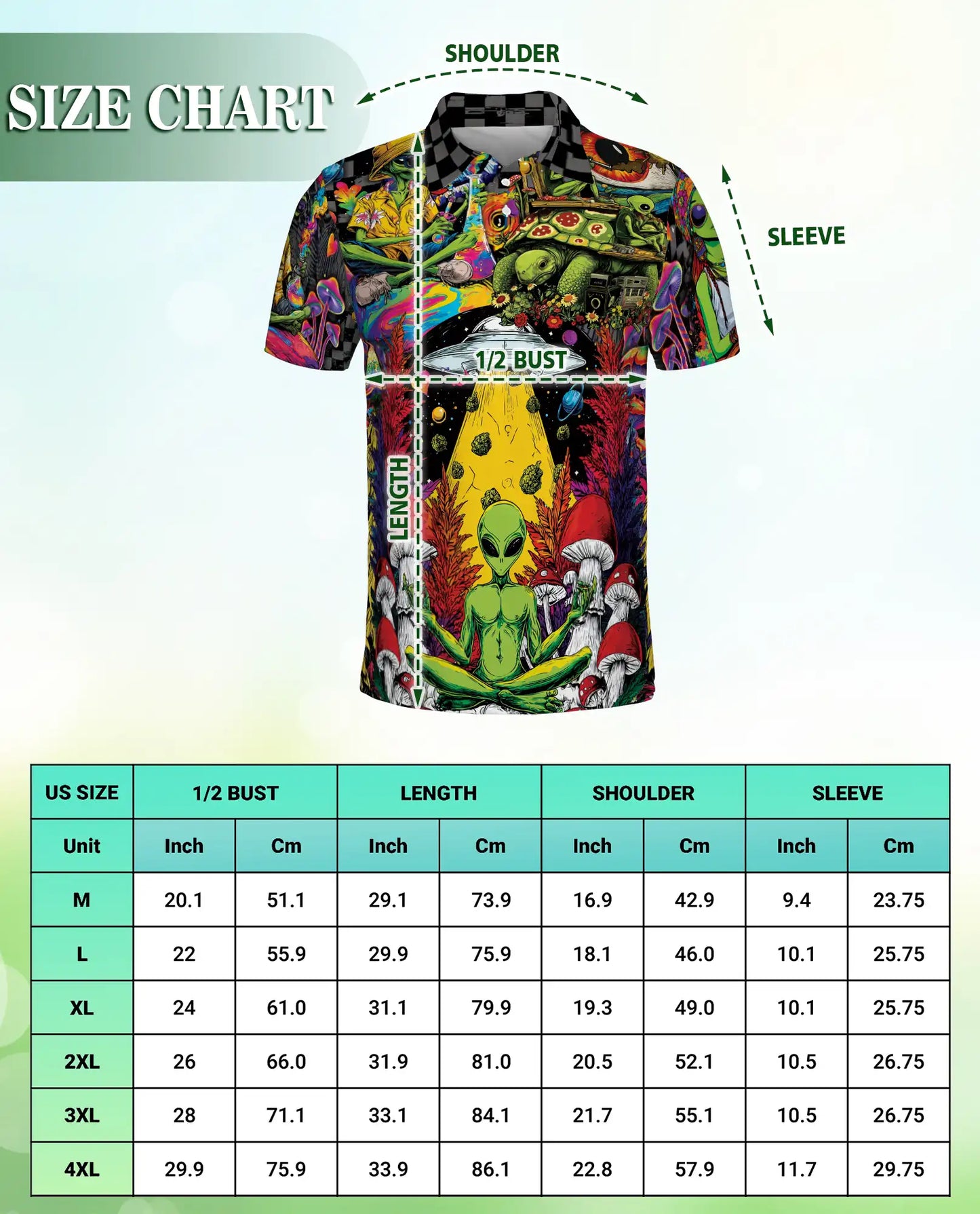 Psychedelic Alien Polo Shirt – Cosmic UFO Hippie Style | Netecom