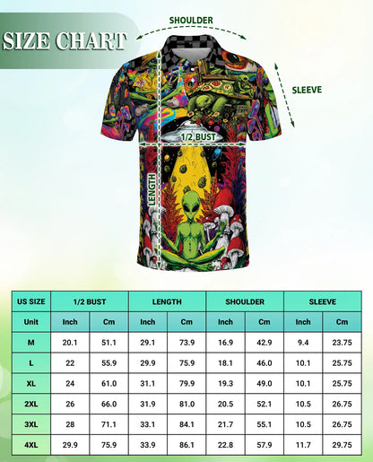 Psychedelic Alien Polo Shirt – Cosmic UFO Hippie Style | Netecom