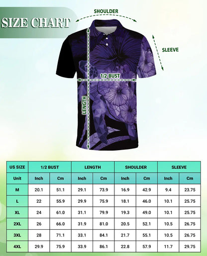 Sea Turtle Polo Shirt – Tropical Hibiscus Print | Netecom