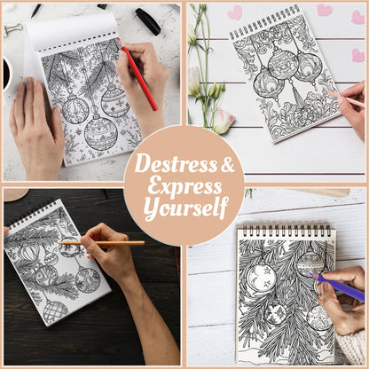 Netecom Christmas Ornaments Coloring Book Spiral Bound For Adults