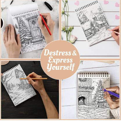 Netecom Christmas Coloring Book Spiral Bound For Adults