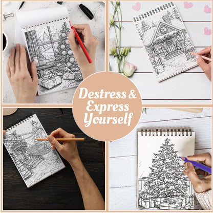 Netecom Christmas Time Coloring Book Spiral Bound For Adults