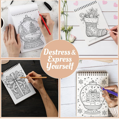 Netecom Cheerful Christmas Coloring Book Spiral Bound For Adults