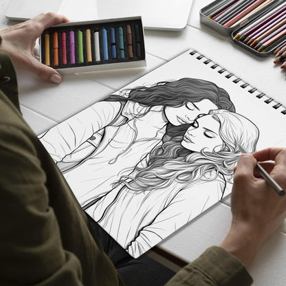 Lesbian Partners Spiral Bound Coloring Book, Embrace the Beauty of Lesbian Love with 30 Captivating Coloring Scenes of Committed Partners.