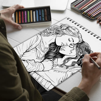 Lovingly Lesbian Together Spiral Bound Coloring Book, Embrace the Beauty of Togetherness with 30 Captivating Coloring Scenes of Loving Lesbian Couples.