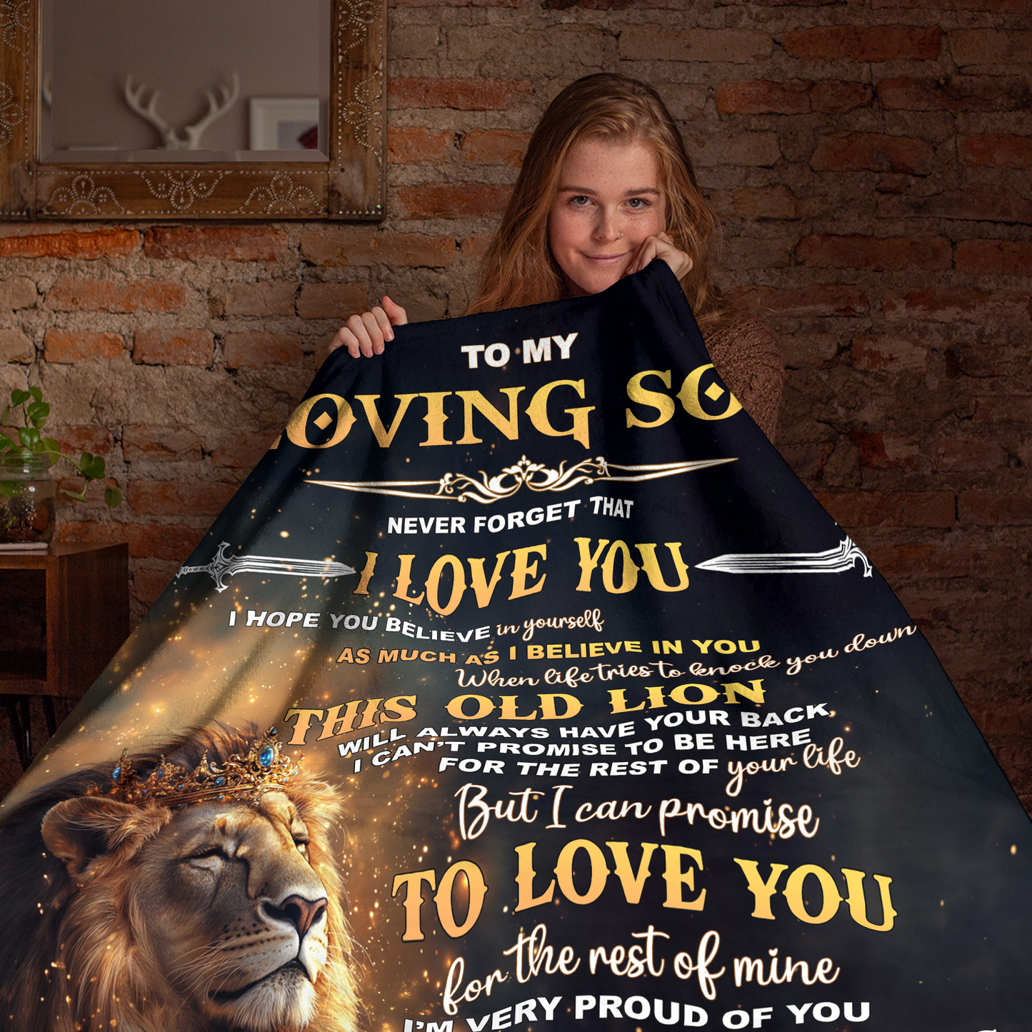 Netecom Personalized To My Son Blanket from Dad and Mom, Lion Throw Blanket for Couch, Bed or Sofa, Ultra Soft Warm, Birthday Gift for Son, Present for Christmas, Graduation