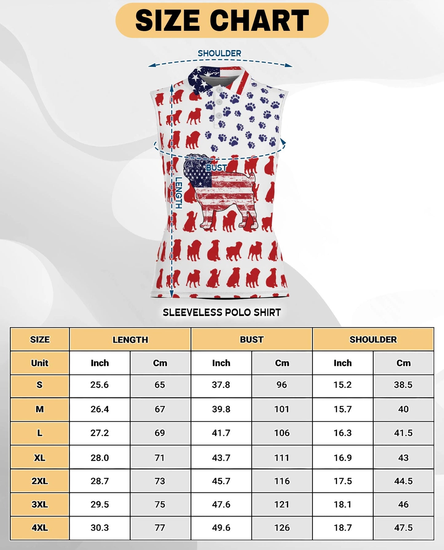 Pug Flag Sleeveless Polo Shirt for Women | Netecom