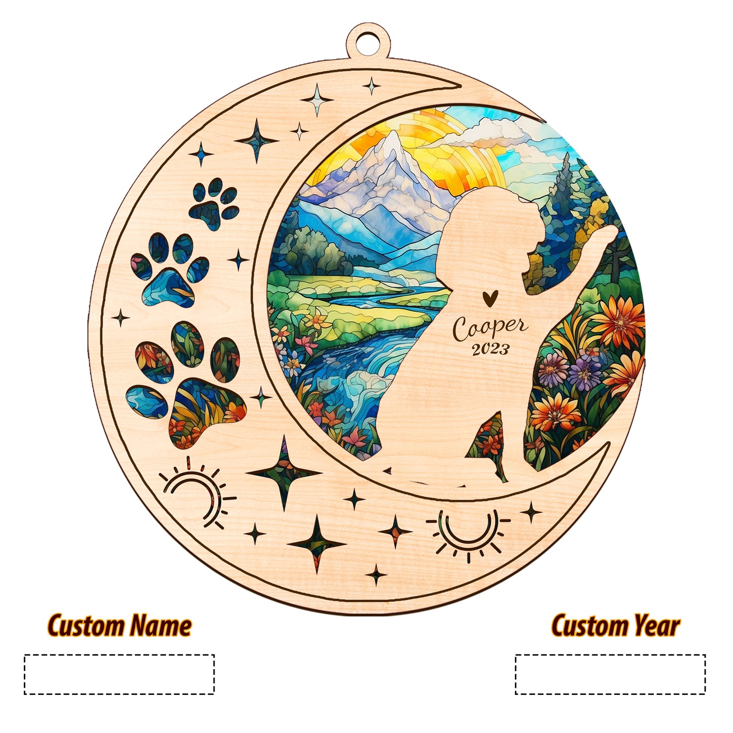 Netecom Beagle Dog Memorial Suncatcher, Personalized Beagle Christmas Ornament with Name Date, Bereavement Gifts for Loss of Pet, Dog Death Sympathy Gift Pet Loss Sun Catchers, Dog Grief Gift