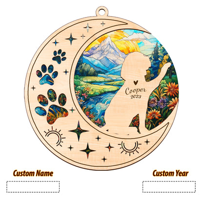 Netecom Beagle Dog Memorial Suncatcher, Personalized Beagle Christmas Ornament with Name Date, Bereavement Gifts for Loss of Pet, Dog Death Sympathy Gift Pet Loss Sun Catchers, Dog Grief Gift