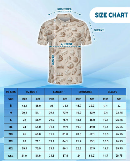 Bread Pattern Polo Shirt for Men – Funny Food Lover Style | Netecom