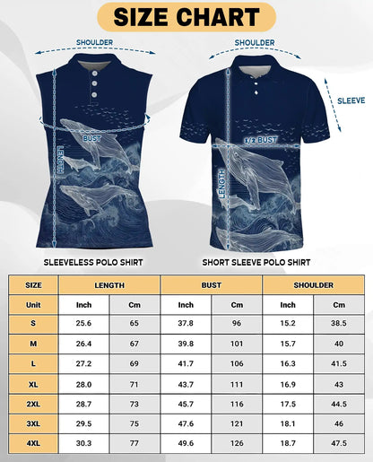Humpback Whale Ocean Sleeveless Polo Shirt for Women| Netecom