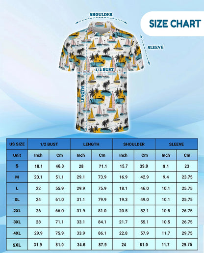 Tropical Sailboats Polo Shirt for Men – Coastal Nautical Style | Netecom