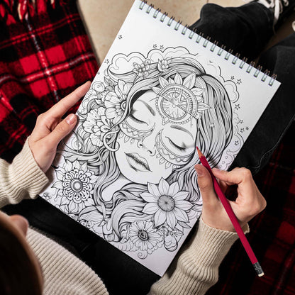 Hippie Girls Spiral Bound Coloring Book, Unleash Your Creativity with 30 Whimsical Coloring Pages of Hippie Girls