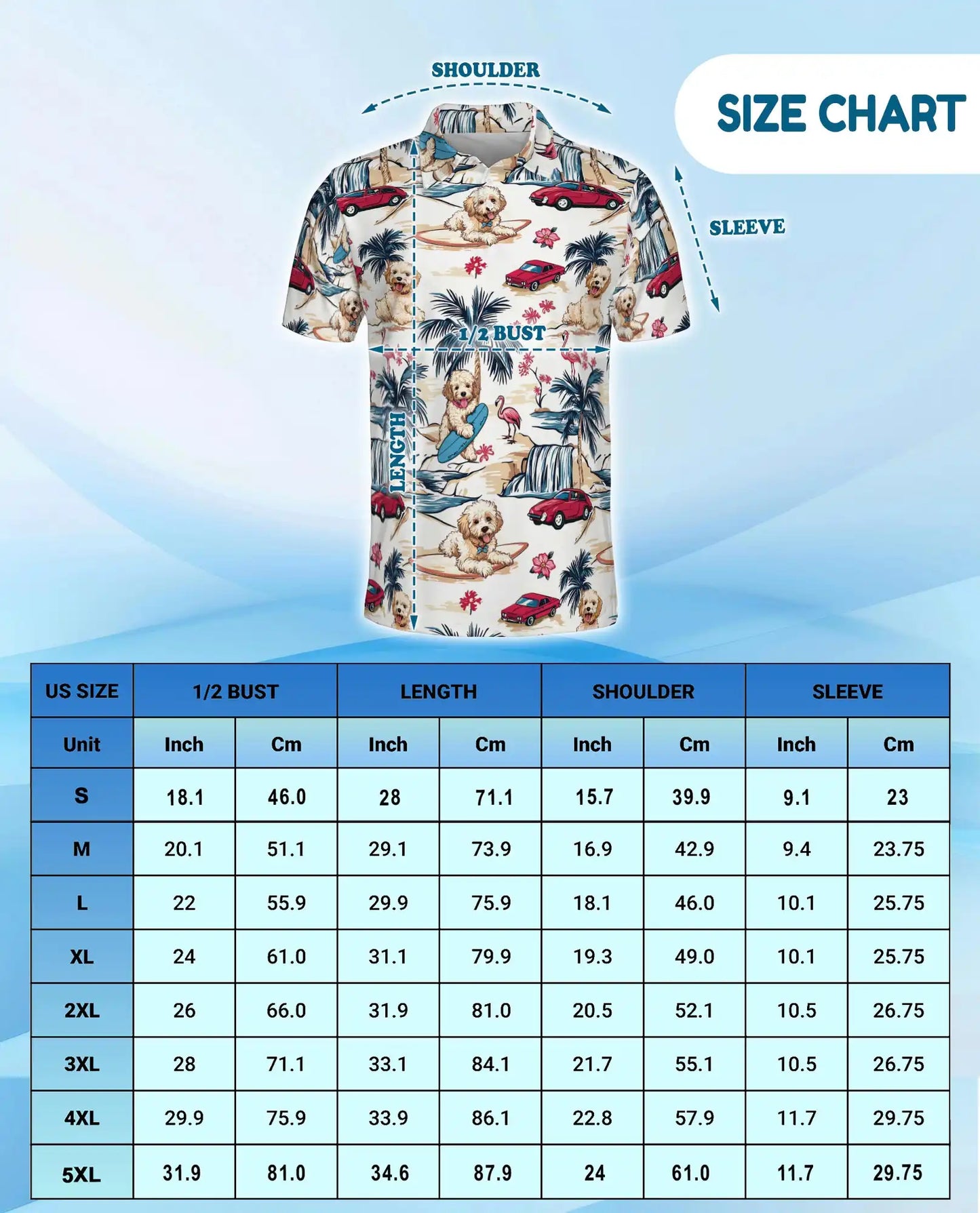 Surfing Dog Beach Polo Shirt - Coastal Tropical Vacation Style | Netecom