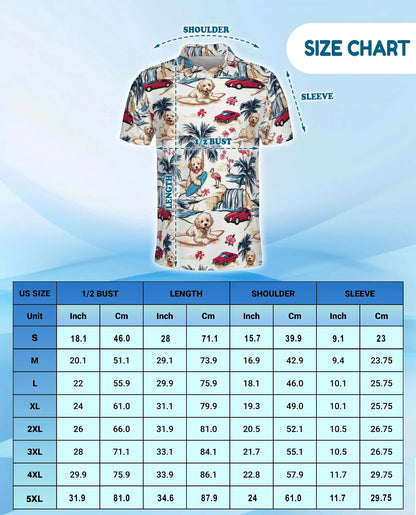 Surfing Dog Beach Polo Shirt - Coastal Tropical Vacation Style | Netecom
