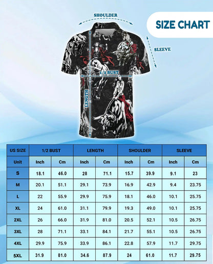 Western Bull Rider 3D Polo Shirt for Men – Dark Rodeo Cowgirl Style | Netecom