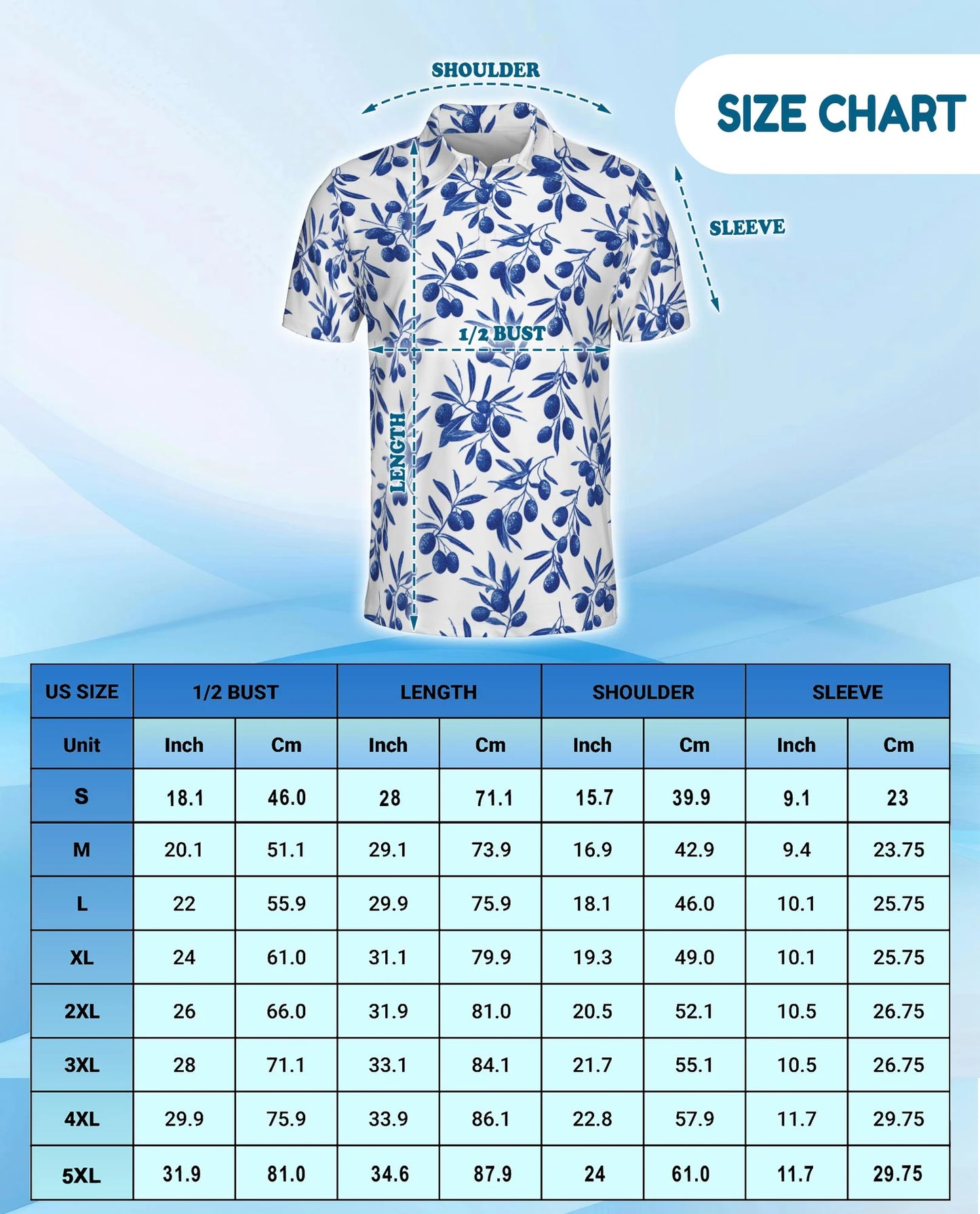 Blueberry Pattern Polo Shirt for Men – Fresh Fruit Summer Style | Netecom
