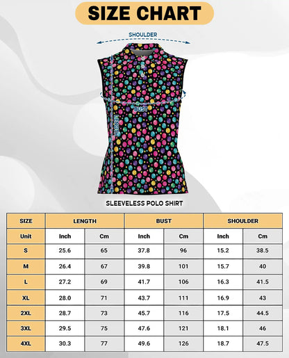 Colorful Polka Dots Sleeveless Polo Shirt for Women  | Netecom