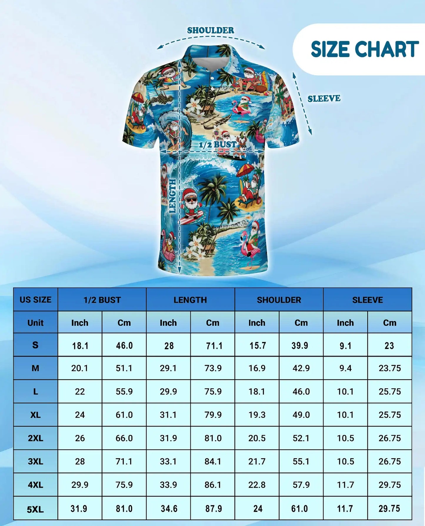 Surfing Santa 3D Polo Shirt for Men – Tropical Christmas Beach Style | Netecom