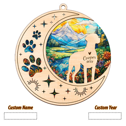 Netecom Vizsla Dog Memorial Suncatcher, Personalized Vizsla Christmas Ornament with Name Date, Bereavement Gifts for Loss of Pet, Dog Death Sympathy Gift Pet Loss Sun Catchers, Dog Grief Gift