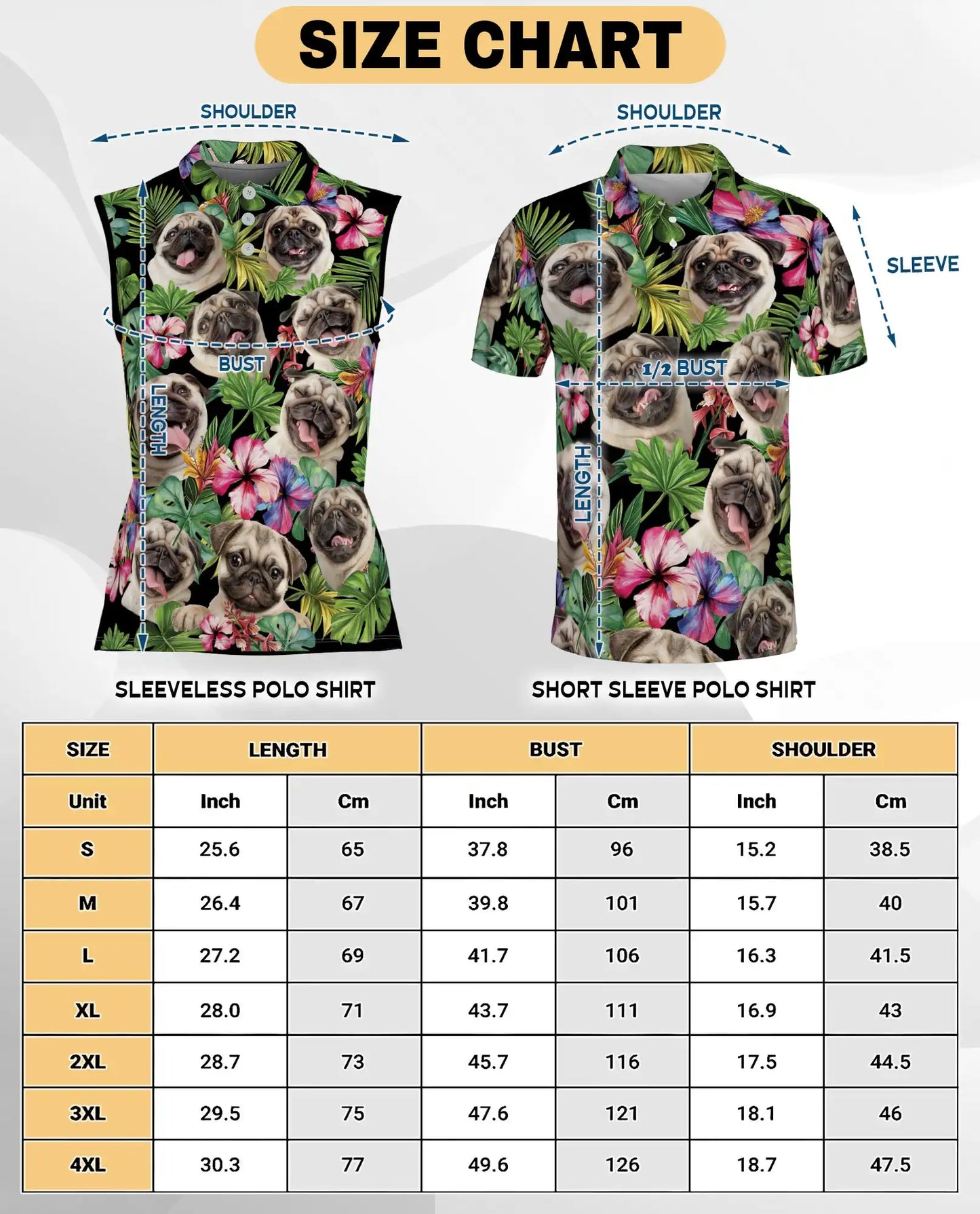 Tropical Pug Sleeveless Polo Shirt for Women – Cute Dog Summer Style | Netecom