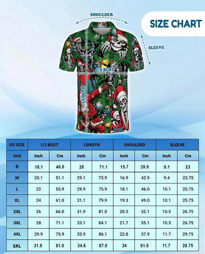 Skeleton Christmas Polo Shirt – Funny Holiday Skull Print | Netecom