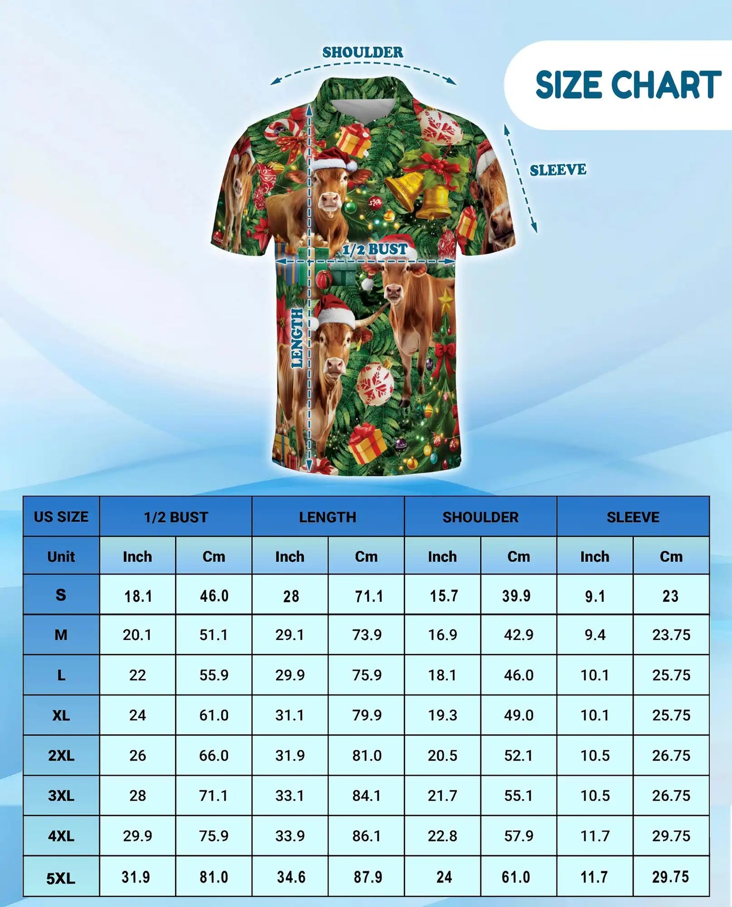 Christmas Cow Farm 3D Polo Shirt for Men – Funny Holiday Ranch Style | Netecom