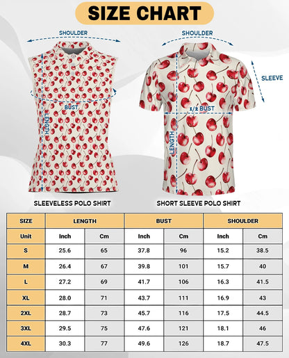 Cherry Pattern Sleeveless Polo Shirt for Women | Netecom