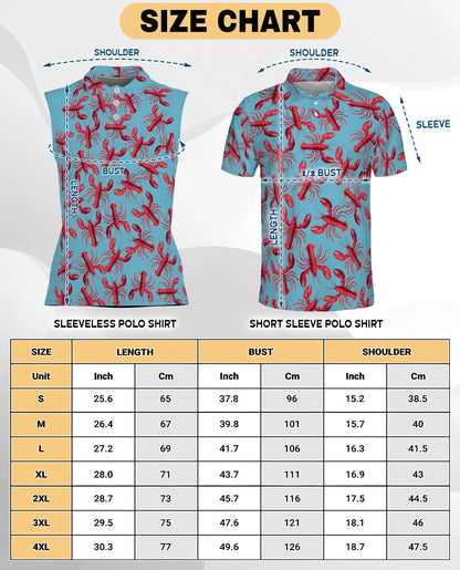 Lobster Red Pattern Sleeveless Polo Shirt for Women | Netecom
