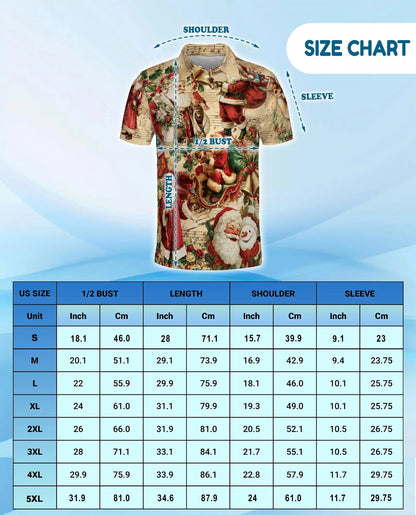 Vintage Santa Claus Christmas Polo Shirt, Retro Holiday Style | Netecom
