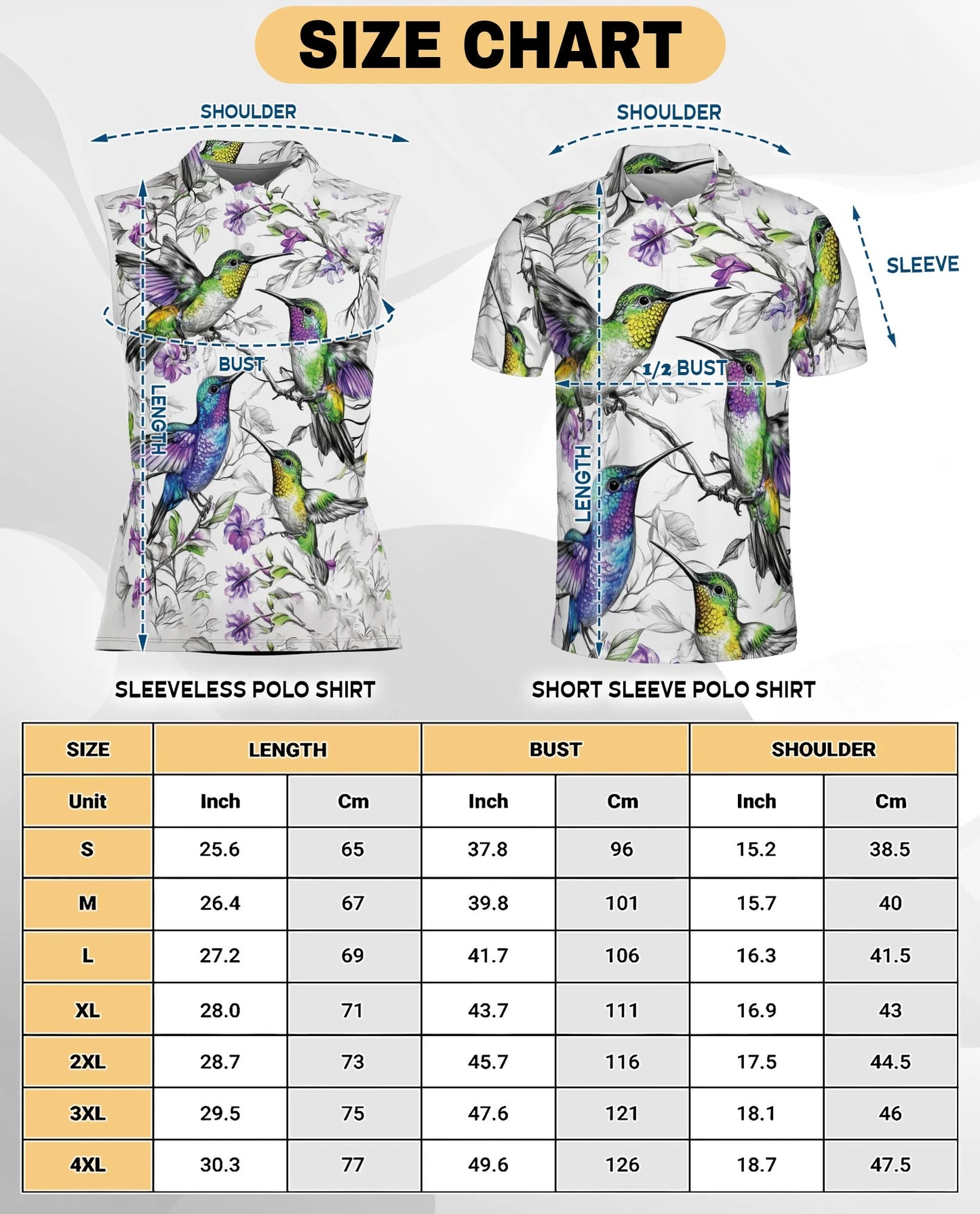 Vintage Hummingbirds Sleeveless Polo Shirt for Women | Netecom