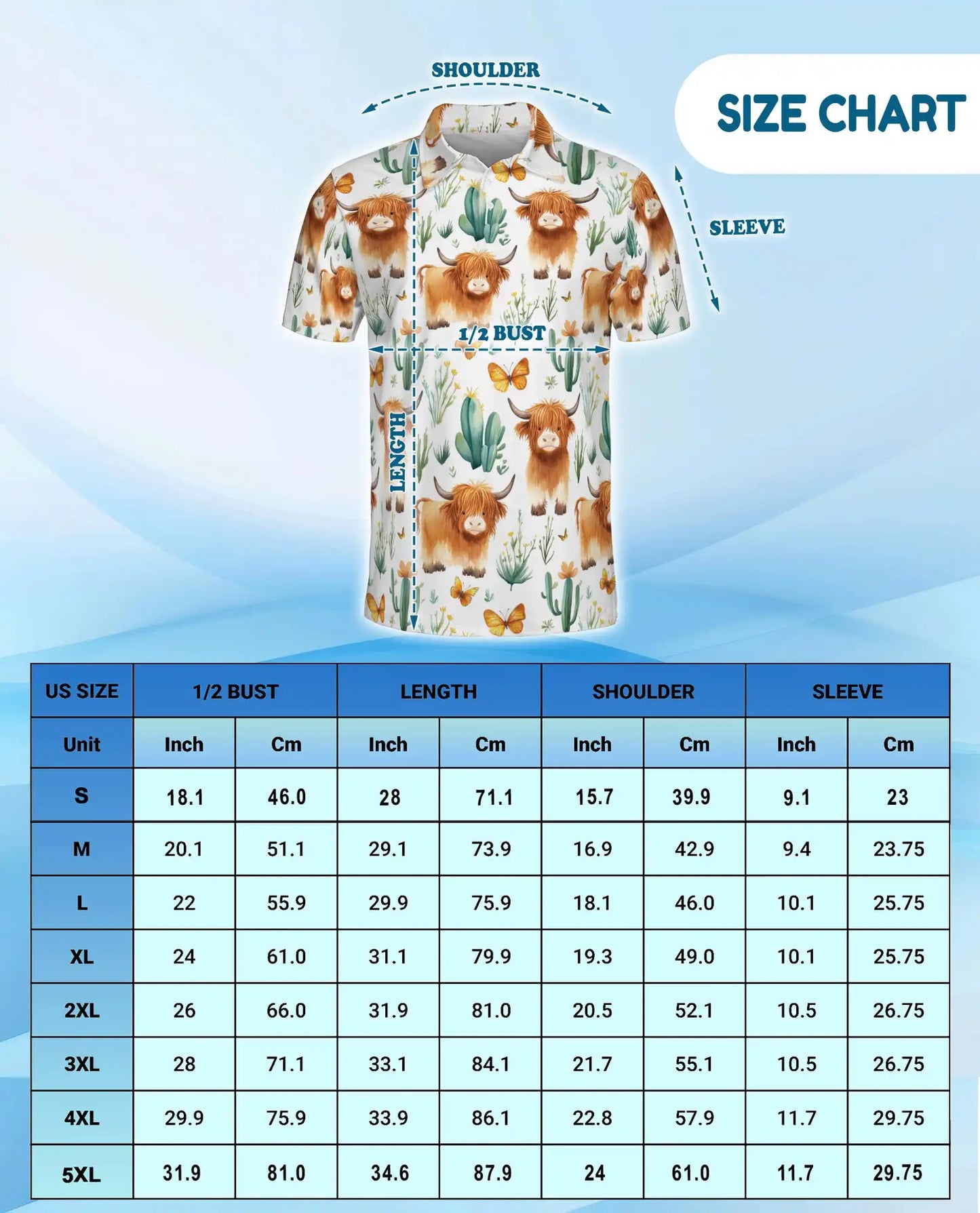 Highland Cow Polo Shirt - Cute Cactus Western Farm Style | Netecom