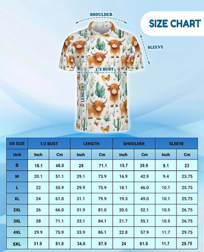 Highland Cow Polo Shirt - Cute Cactus Western Farm Style | Netecom