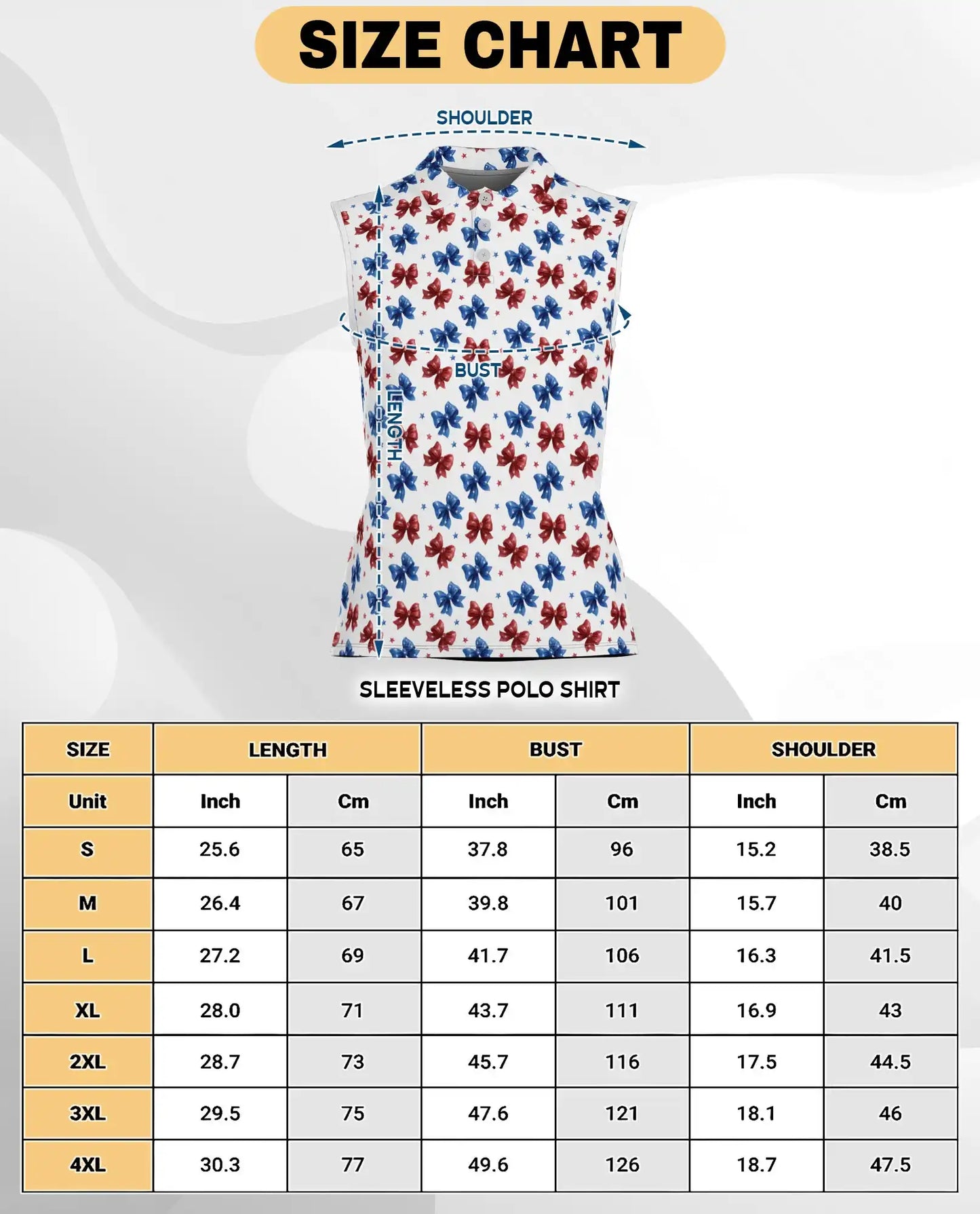 Patriotic Bow Print Sleeveless Polo Shirt for Women | Netecom