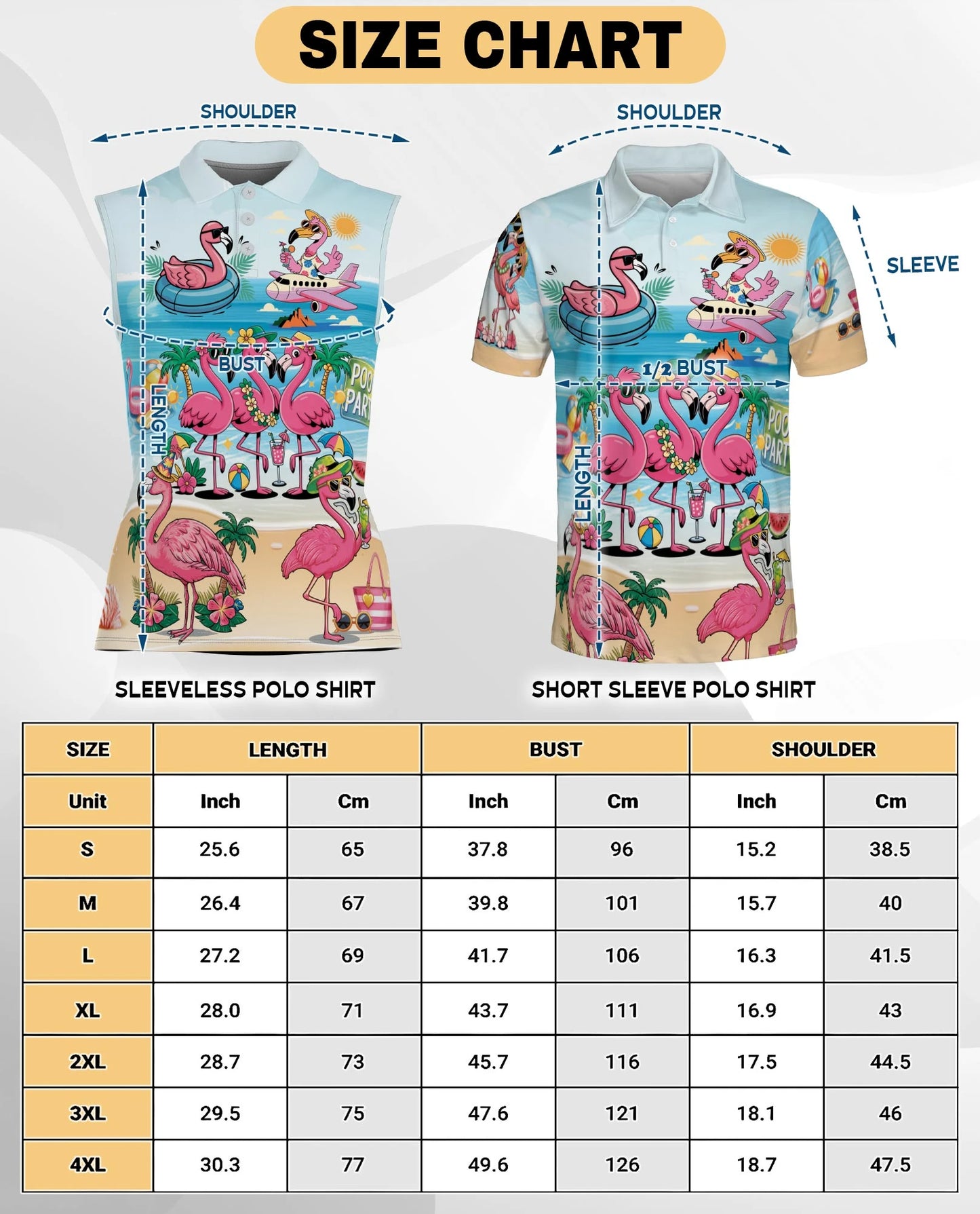 Flamingo Cocktails Beach Sleeveless Polo Shirt for Women – Tropical Summer Style | Netecom