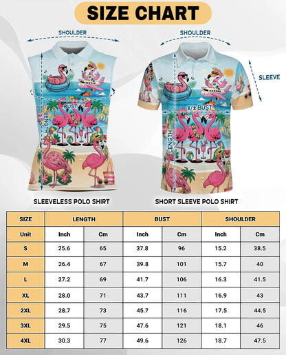 Flamingo Cocktails Beach Sleeveless Polo Shirt for Women – Tropical Summer Style | Netecom