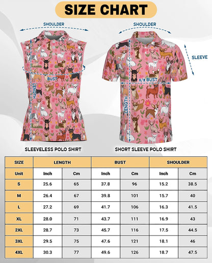 Floral Chihuahua Sleeveless Polo Shirt for Women | Netecom