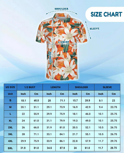 Orange Lily Polo Shirt for Men – Tropical Floral Style | Netecom