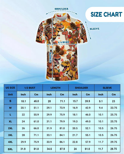 Thanksgiving Dinosaur Turkey Polo Shirt for Men – Funny Holiday Style | Netecom