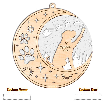 Netecom Boxer Dog Memorial Suncatcher, Personalized German Boxer Christmas Ornament with Date Name, Bereavement Gifts for Loss of Pet, Dog Death Sympathy Gifts Pet Loss Sun Catchers, Dog Grief Gift