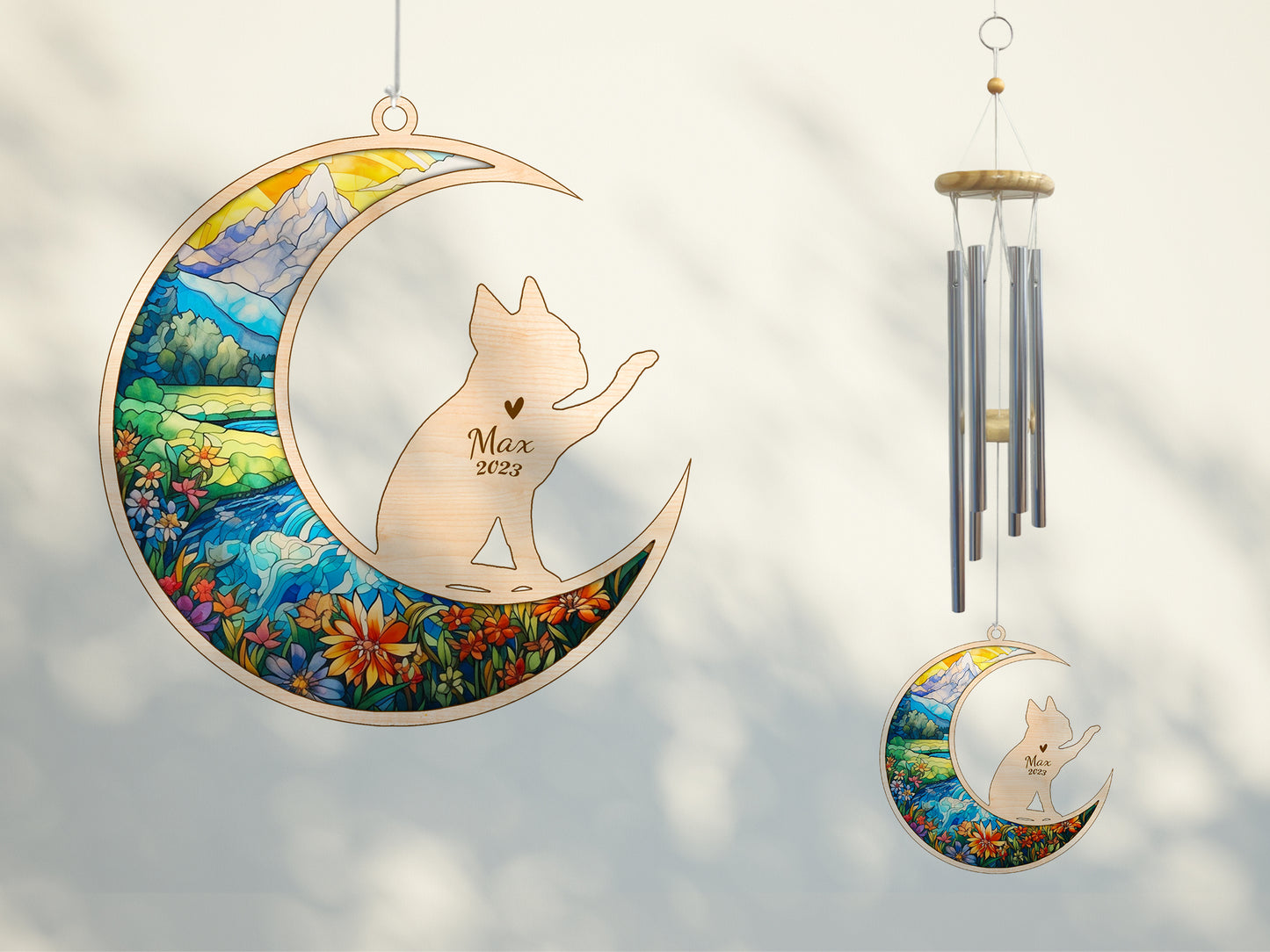 Netecom Boston Terrier Dog Wind Chimes Memorial, Personalized Pet Memorial Wind Chimes for Dog Suncatcher, Bostie Dog Loss Memorial Ornament, Loss of Pet Sympathy Gift Windchime Outside Garden Decor