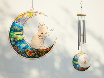 Netecom Boston Terrier Dog Wind Chimes Memorial, Personalized Pet Memorial Wind Chimes for Dog Suncatcher, Bostie Dog Loss Memorial Ornament, Loss of Pet Sympathy Gift Windchime Outside Garden Decor