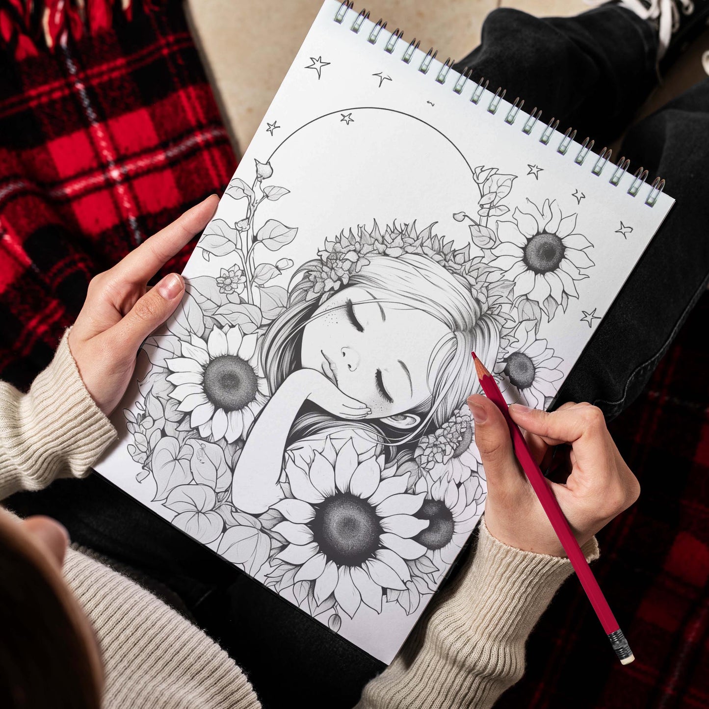 Sunflower Baby Spiral Bound Coloring Book, Unleash Your Creativity with 30 Adorable Coloring Pages, Bringing Together Babies and Sunflowers in Whimsical Artwork