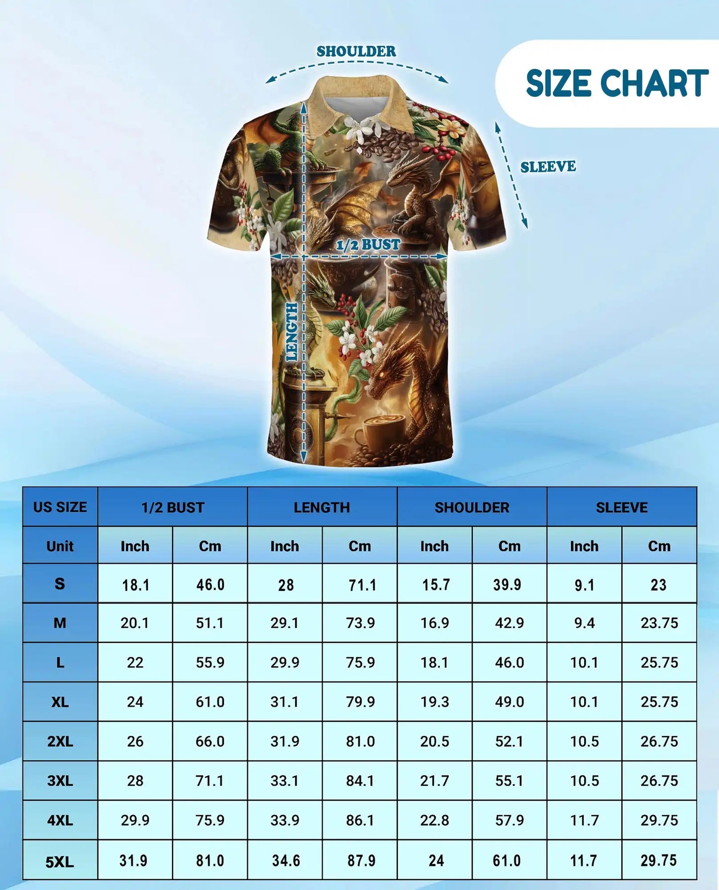 Coffee Dragon Polo Shirt for Men - Fantasy Coffee Lover | Netecom