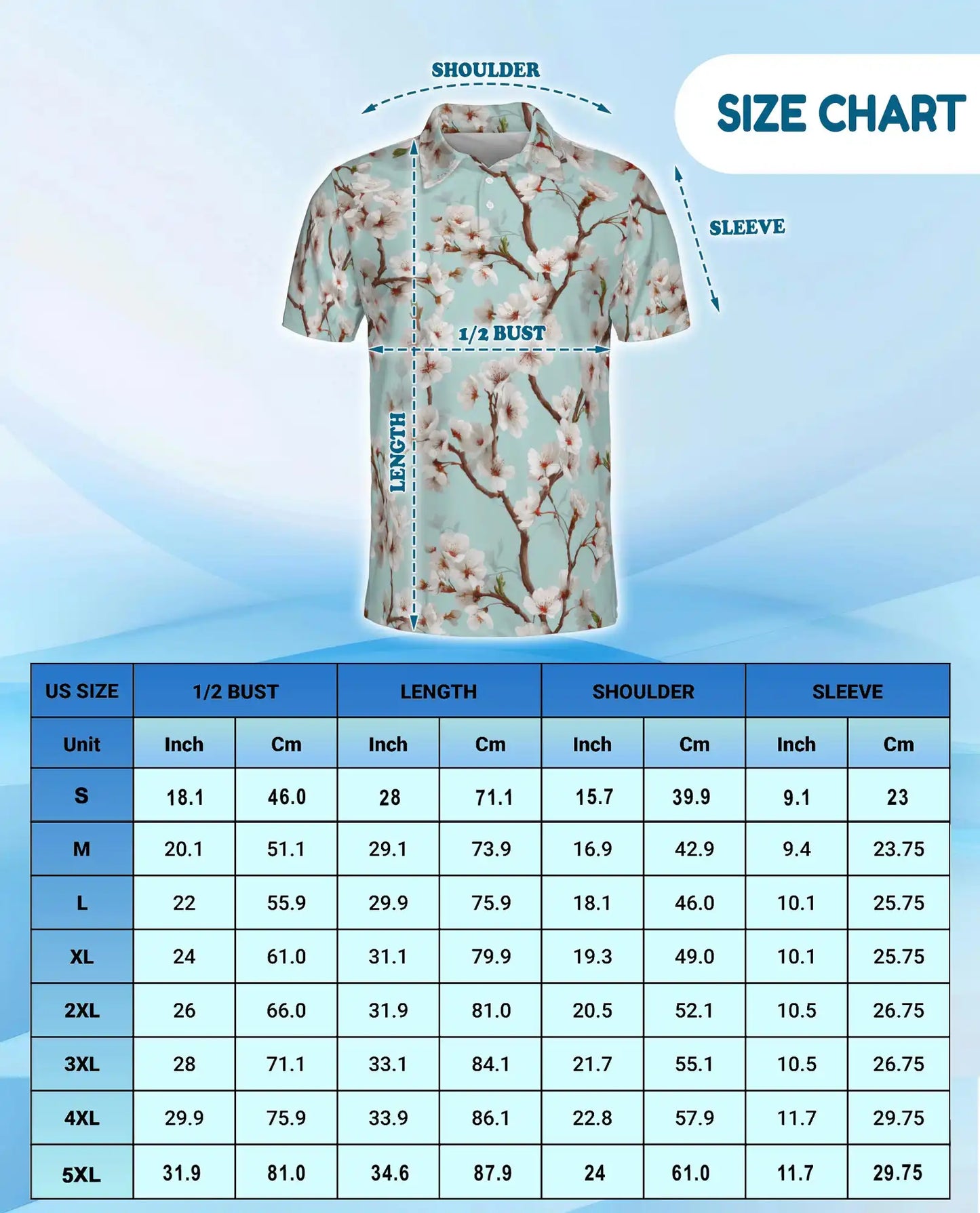 White Cherry Blossom Polo Shirt for Men – Spring Floral Style | Netecom