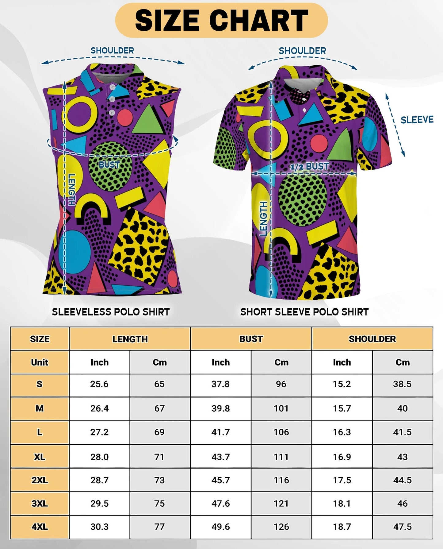 Retro Abstract Shapes Pattern Sleeveless Polo Shirt for Women | Netecom