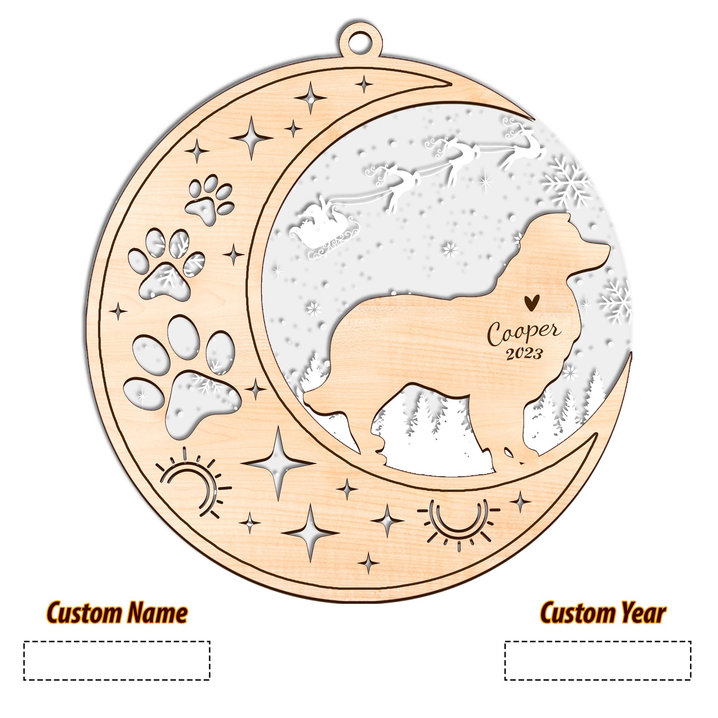 Netecom Border Collie Dog Memorial Suncatcher, Personalized Border Collie Christmas Ornament with Date Name, Bereavement Gifts for Loss of Pet, Dog Death Sympathy Gifts Pet Loss Sun Catchers, Dog Grief Gift